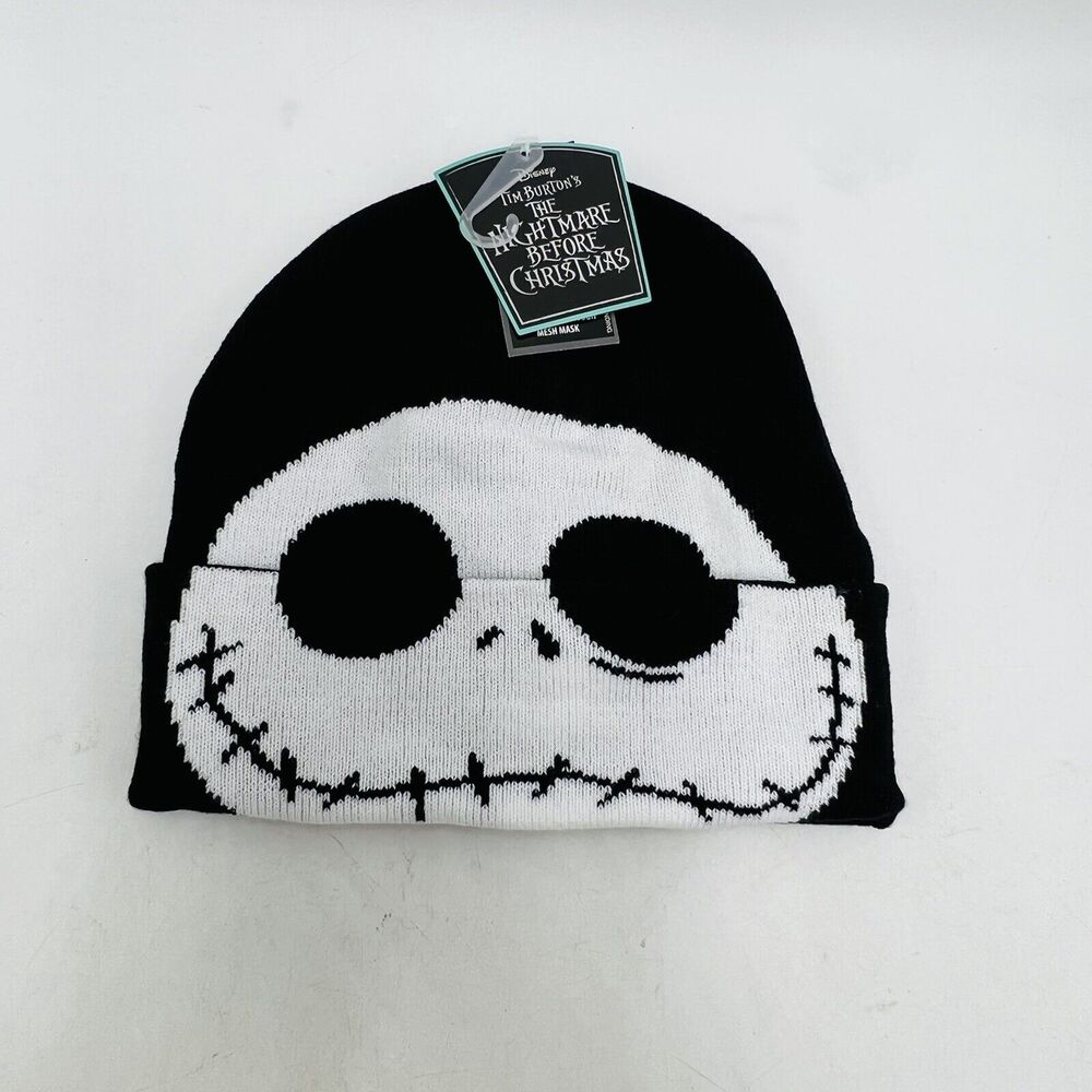 Nightmare Before Christmas Jack Skellington Beanie Hat Toboggan Mesh Mask NWT
